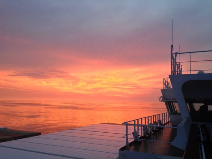 Crossing the equator at sunset