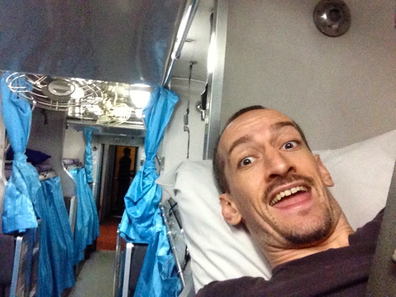 Aboard the sleeper train from Bangkok to Nong Khai.