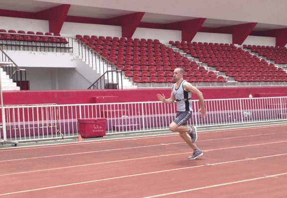 Sprint training at National Stadium in Bangkok