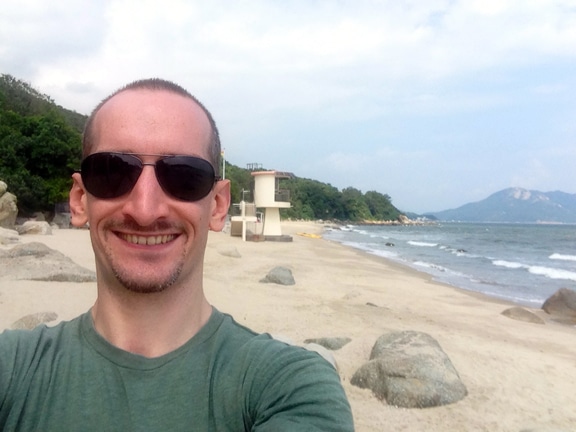 A rare few hours away from the laptop, at Tong Fuk beach on Lantau Island.