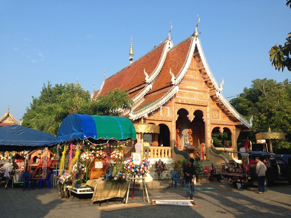 A temple around the corner from my new digs in Chiang Mai