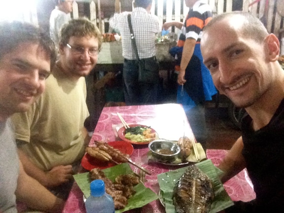 Hanging with Danny Dover and his buddy in Luang Prabang