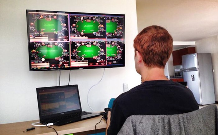 My Danish flatmate plays online poker for a living, up to eight tables at a time!