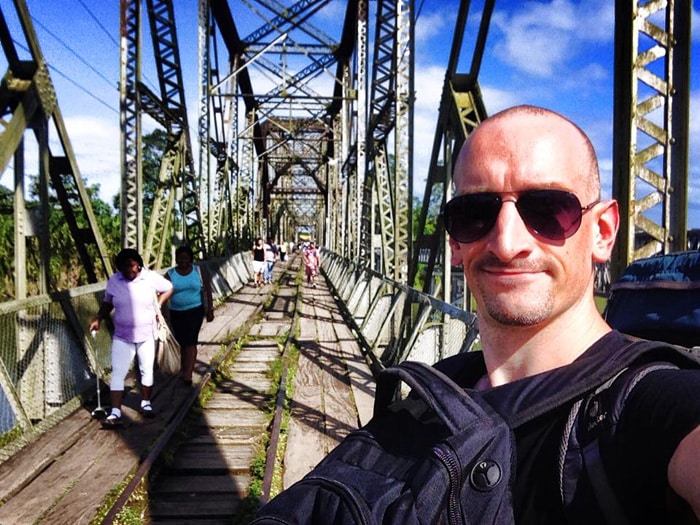 Crossing into Costa Rica from Panama entails traversing this rickety old railway bridge.
