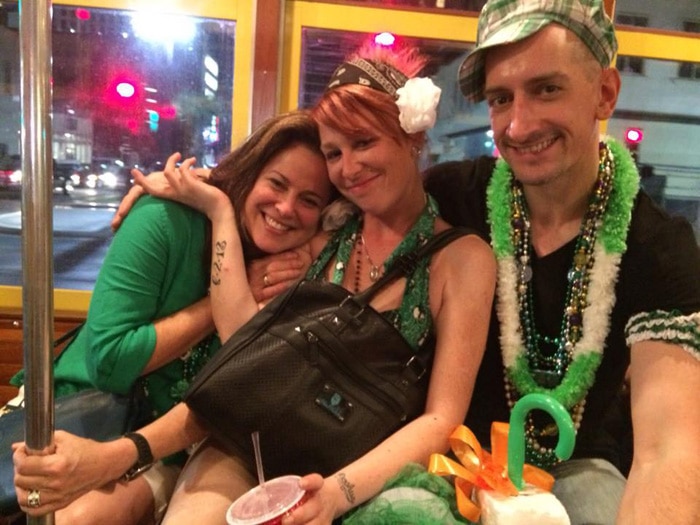 St. Patrick's Day revelry on the Canal Street streetcar