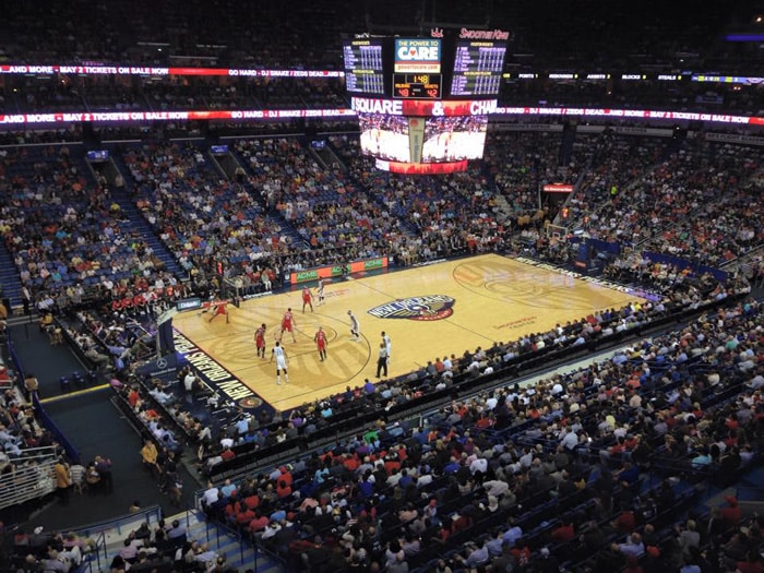 Pelicans vs. Rockets NBA game in New Orleans.