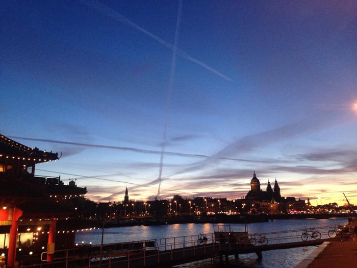 Evening sky in Amsterdam.