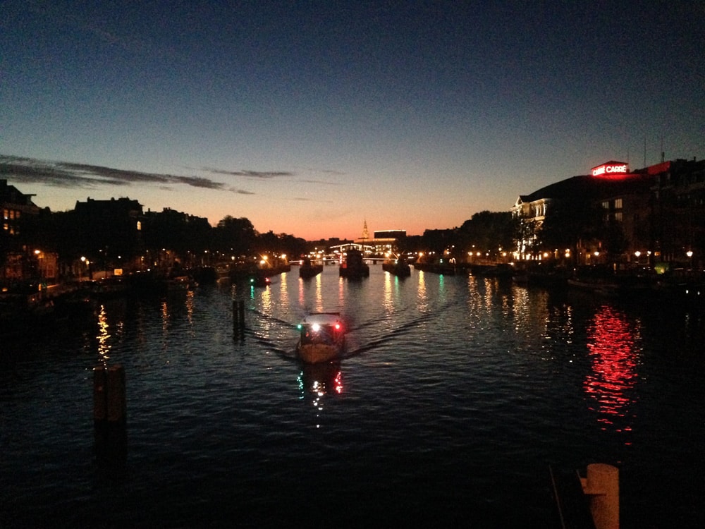 Night falls on the Amstel.
