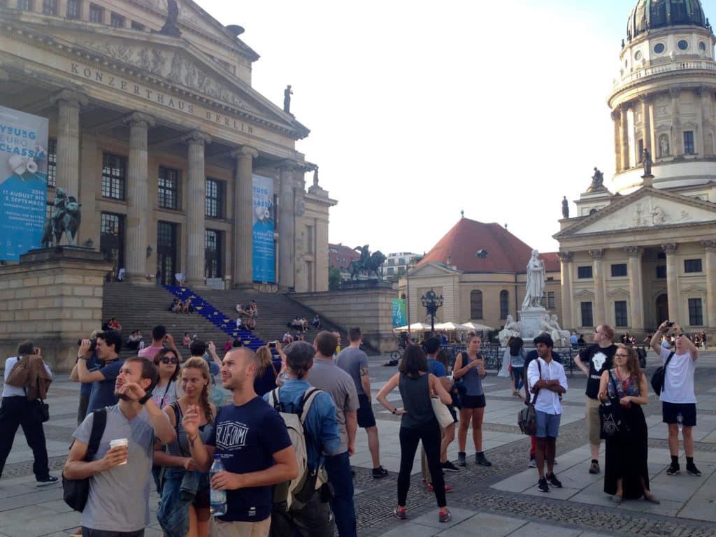 Stopping off at Gendarmenmarkt on a walking tour of Berlin.
