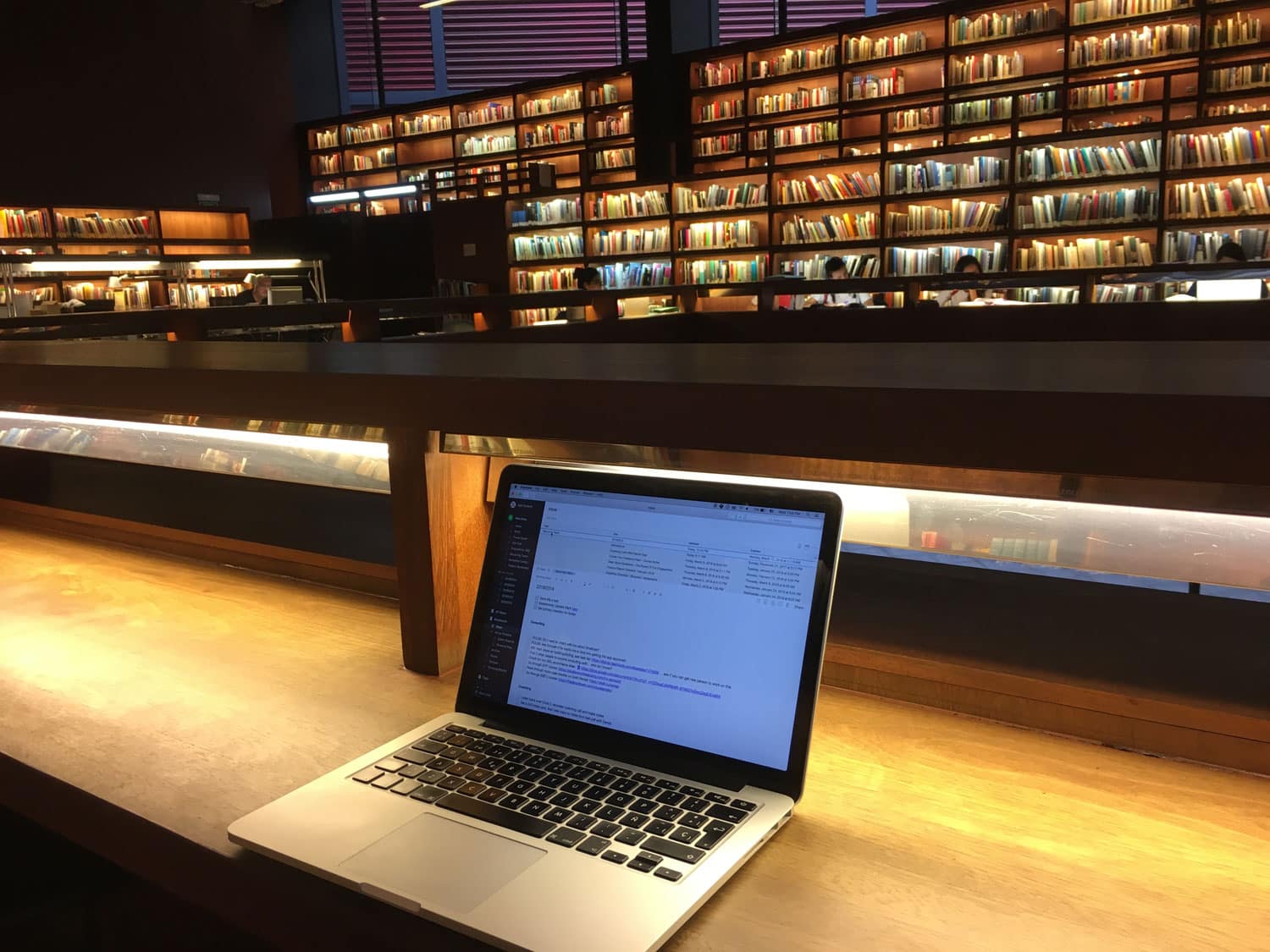 Sneaky work session at the Reina Sofía library in Madrid.