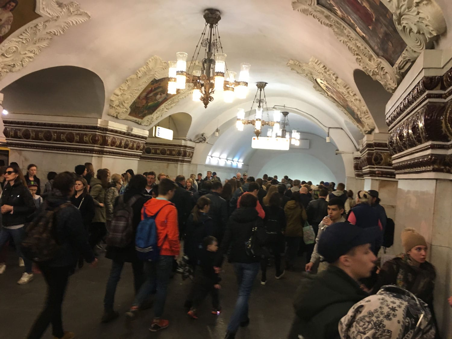 One of the many fancy metro stations in Moscow