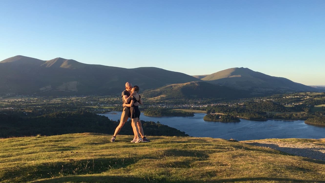Getting fierce romantic at the top of the Catbells in the Lake District
