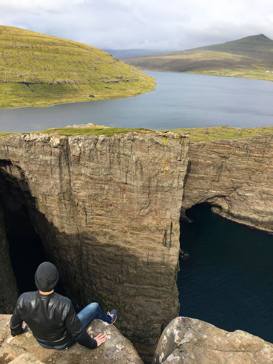 Looking back over Sørvágsvatn Lake in the Faroe Islands.